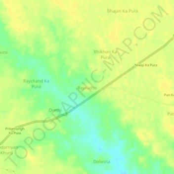 Mapa topográfico Rajaudha, altitud, relieve