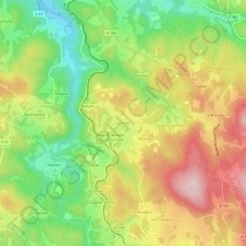 Mapa topográfico La Celle, altitud, relieve