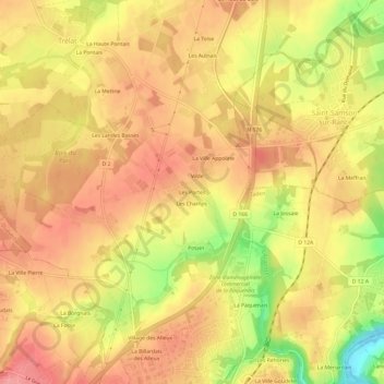 Mapa topográfico Les Portes, altitud, relieve