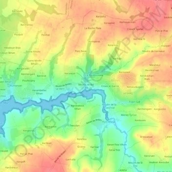 Mapa topográfico Moulin de Bel Air, altitud, relieve