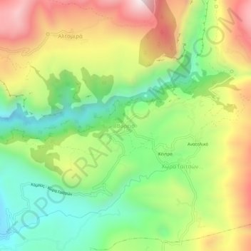 Mapa topográfico Voreio, altitud, relieve
