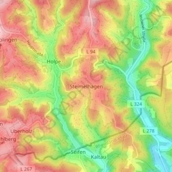 Mapa topográfico Steimelhagen, altitud, relieve
