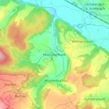 Mapa topográfico Motschenbach, altitud, relieve