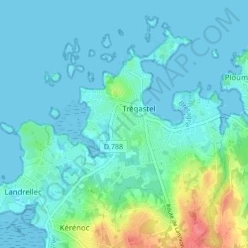 Mapa topográfico Keredol, altitud, relieve