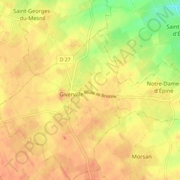 Mapa topográfico Le Calvaire, altitud, relieve