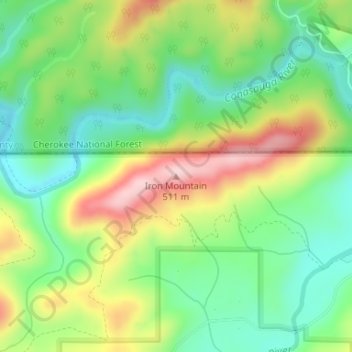 Mapa topográfico Iron Mountain, altitud, relieve