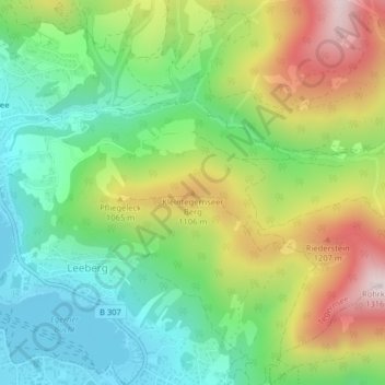 Mapa topográfico Kleintegernseer Berg, altitud, relieve