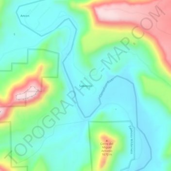 Mapa topográfico Sabinoso, altitud, relieve