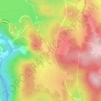 Mapa topográfico Eucumbene Cove, altitud, relieve