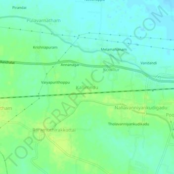 Mapa topográfico Kallimedu, altitud, relieve