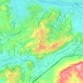 Mapa topográfico Pian dei Giullari, altitud, relieve