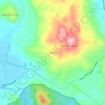 Mapa topográfico Sepee, altitud, relieve