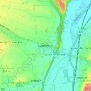 Mapa topográfico Lütgenrode, altitud, relieve