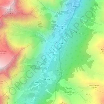Mapa topográfico Bruil (Capoluogo), altitud, relieve