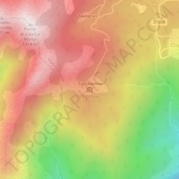Mapa topográfico Le Refuge, altitud, relieve