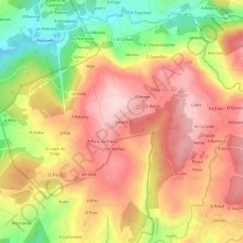 Mapa topográfico Labazá, altitud, relieve