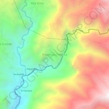 Mapa topográfico Provincia Chiquita, altitud, relieve