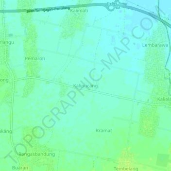 Mapa topográfico Kalipucang, altitud, relieve