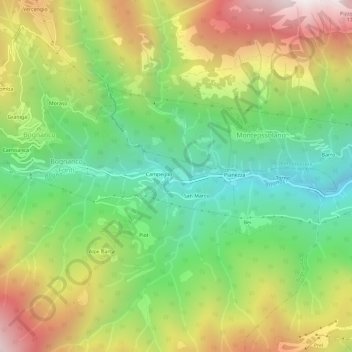 Mapa topográfico Messasca, altitud, relieve