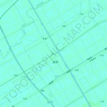 Mapa topográfico 浦东, altitud, relieve