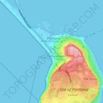 Mapa topográfico Chiswell, altitud, relieve