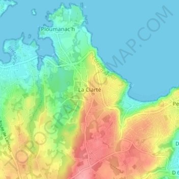 Mapa topográfico La Clarté, altitud, relieve