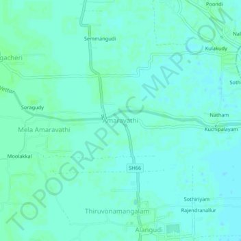 Mapa topográfico Amaravathi, altitud, relieve