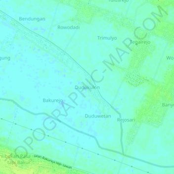 Mapa topográfico Dudukulon, altitud, relieve