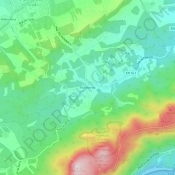 Mapa topográfico Picheleiros, altitud, relieve