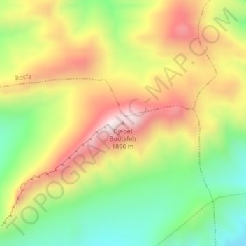 Mapa topográfico Djebel Boutaleb, altitud, relieve