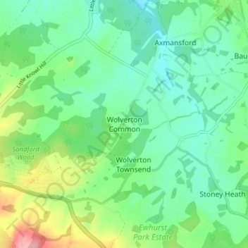 Mapa topográfico Wolverton Common, altitud, relieve
