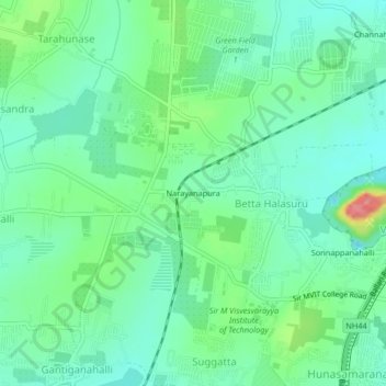 Mapa topográfico Narayanapura, altitud, relieve