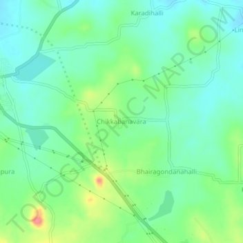 Mapa topográfico Chikkabanavara, altitud, relieve