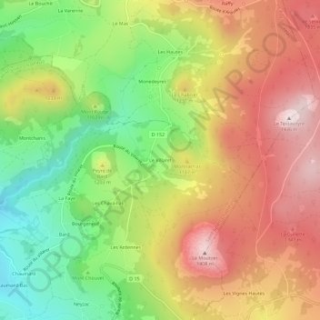 Mapa topográfico Le Villaret, altitud, relieve