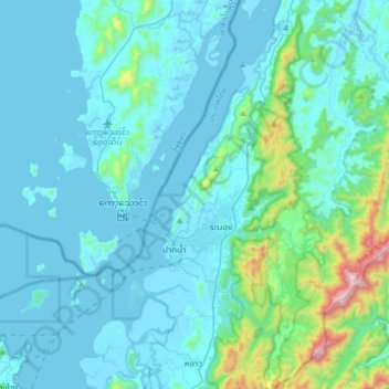 Mapa topográfico Pak Nam Tha Ruea, altitud, relieve
