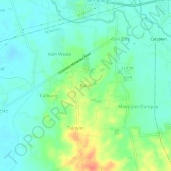 Mapa topográfico Balite, altitud, relieve