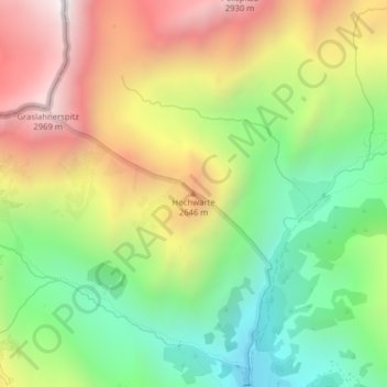 Mapa topográfico Hochwarte, altitud, relieve