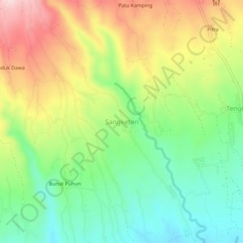 Mapa topográfico Sangketan, altitud, relieve