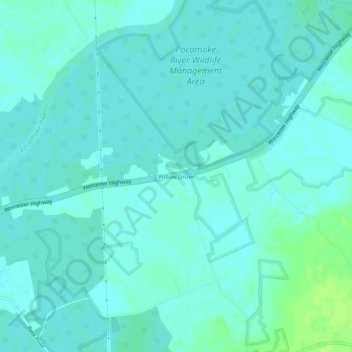 Mapa topográfico Willow Grove, altitud, relieve