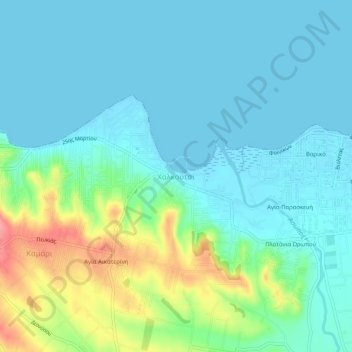 Mapa topográfico Chalkoutsi, altitud, relieve