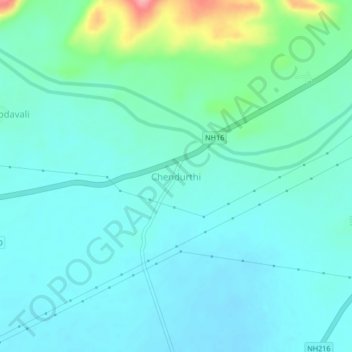 Mapa topográfico Chendurthi, altitud, relieve