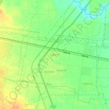 Mapa topográfico Beiliusicun, altitud, relieve