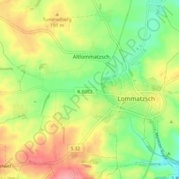Mapa topográfico Messa, altitud, relieve