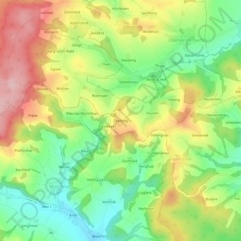 Mapa topográfico Zinsberg, altitud, relieve