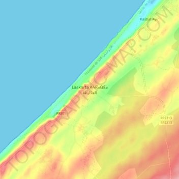 Mapa topográfico Laakarta, altitud, relieve