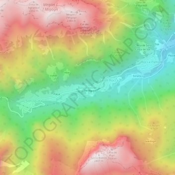 Mapa topográfico Bosco Verde, altitud, relieve