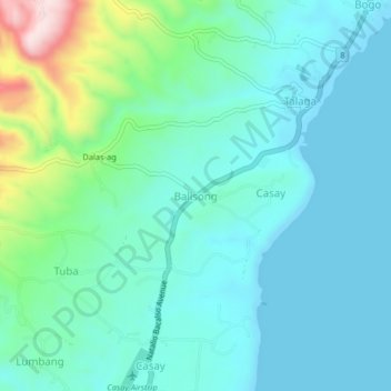 Mapa topográfico Balisong, altitud, relieve