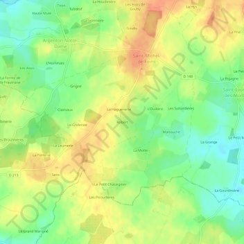 Mapa topográfico Robert, altitud, relieve