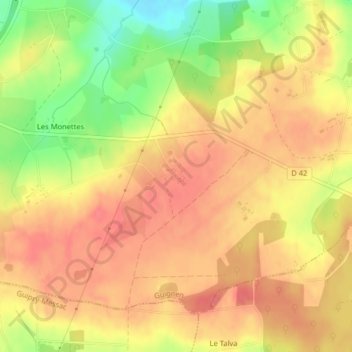 Mapa topográfico Coimur, altitud, relieve
