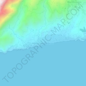 Mapa topográfico Kampos Marathokampou, altitud, relieve